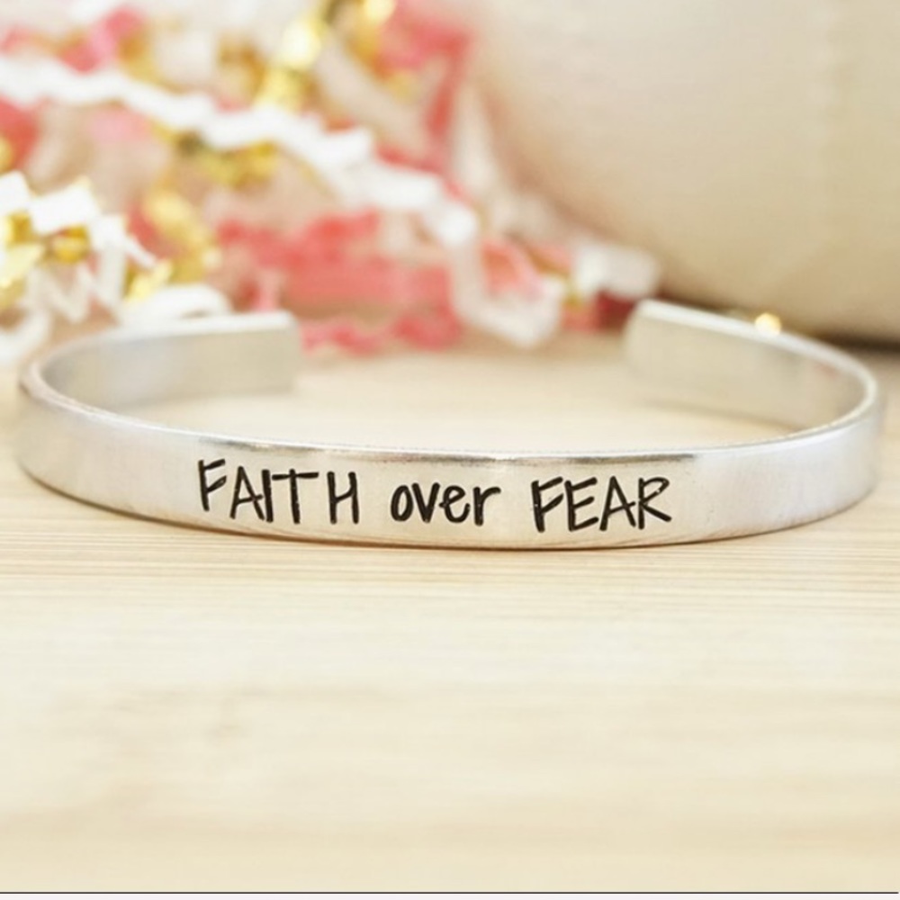 Silvertone ‘Faith over Fear’ Adjustable Cuff